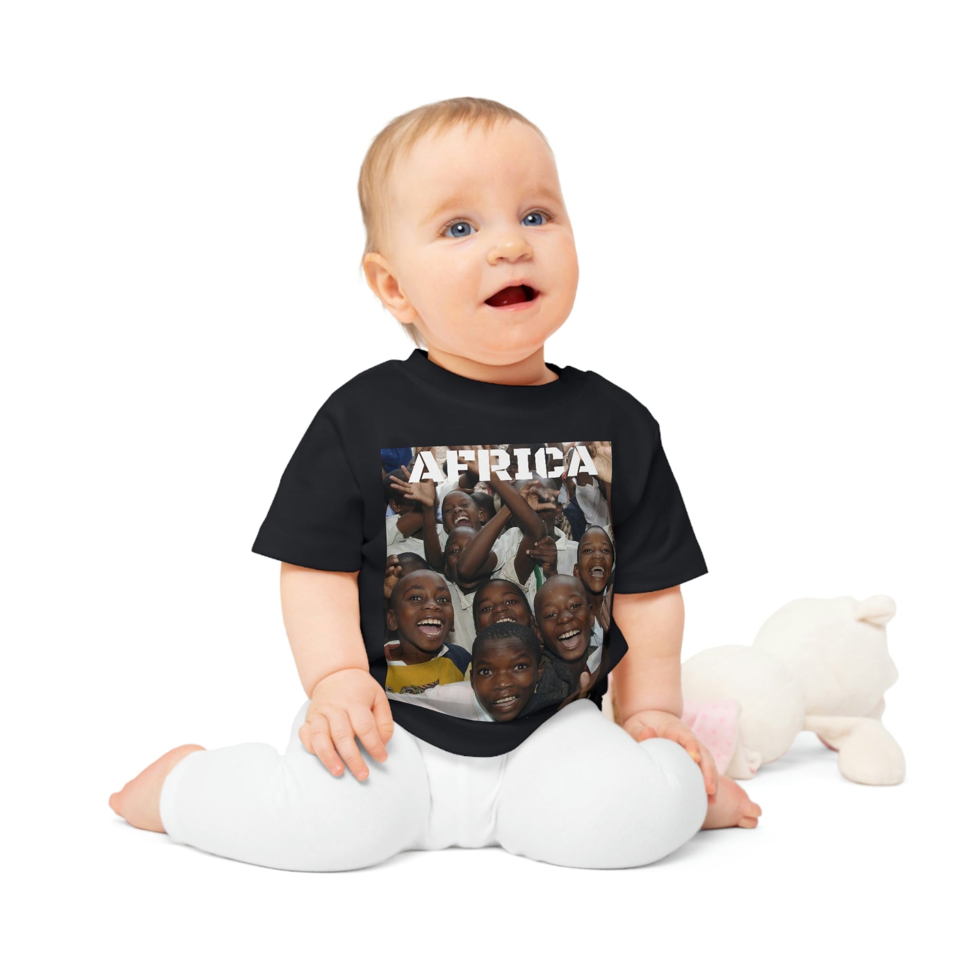 Baby Organic T-Shirt - Kids in school is Africa with JOY and Malcom X statement on EDUCATION - Printed in EU - Green Forest Home