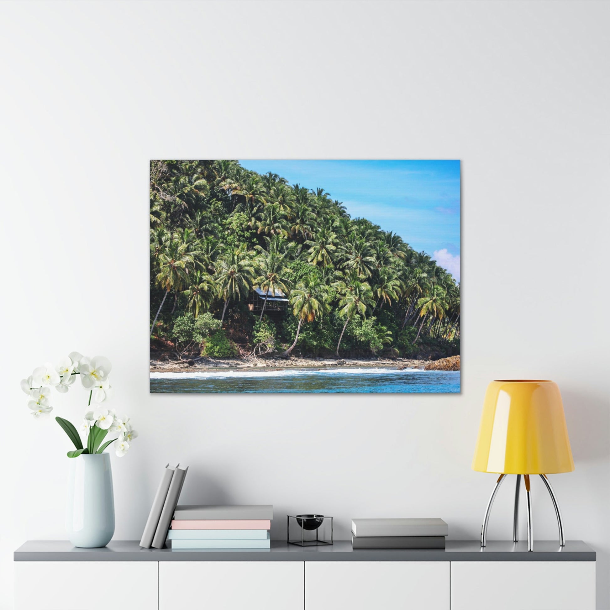 Best Beaches & Islands - Canvas Stretched, 0.75" in 6 sizes - Coconut Shoreline - Isolated Paradise - Mentawais Islands - Indonesia - US Print - Green Forest Home