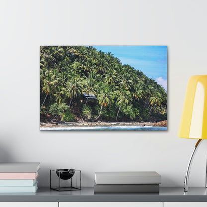 Best Beaches & Islands - Canvas Stretched, 0.75" in 6 sizes - Coconut Shoreline - Isolated Paradise - Mentawais Islands - Indonesia - US Print - Green Forest Home