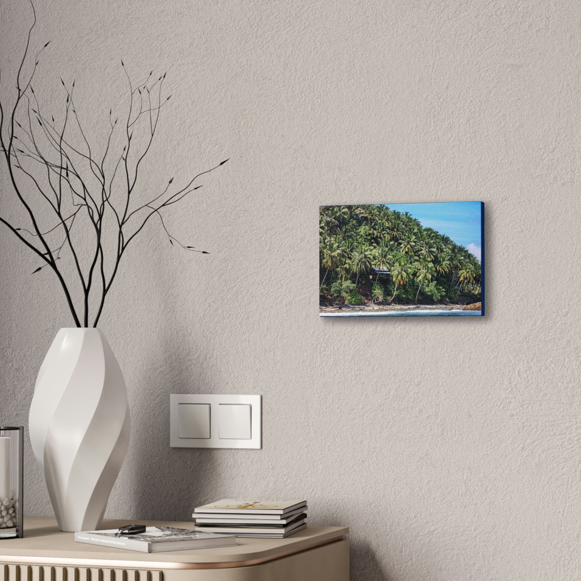 Best Beaches & Islands - Canvas Stretched, 0.75" in 6 sizes - Coconut Shoreline - Isolated Paradise - Mentawais Islands - Indonesia - US Print - Green Forest Home