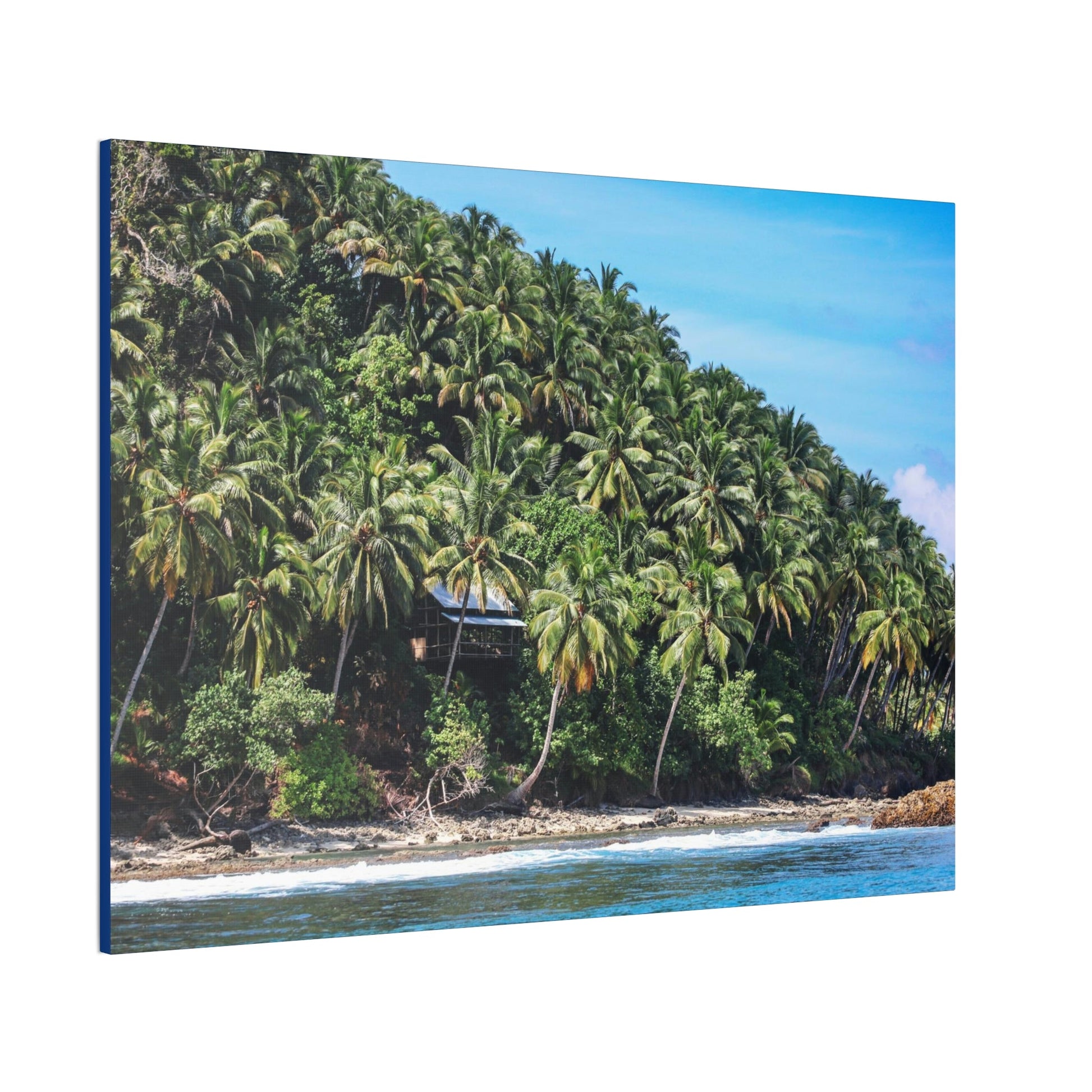 Best Beaches & Islands - Canvas Stretched, 0.75" in 6 sizes - Coconut Shoreline - Isolated Paradise - Mentawais Islands - Indonesia - US Print - Green Forest Home