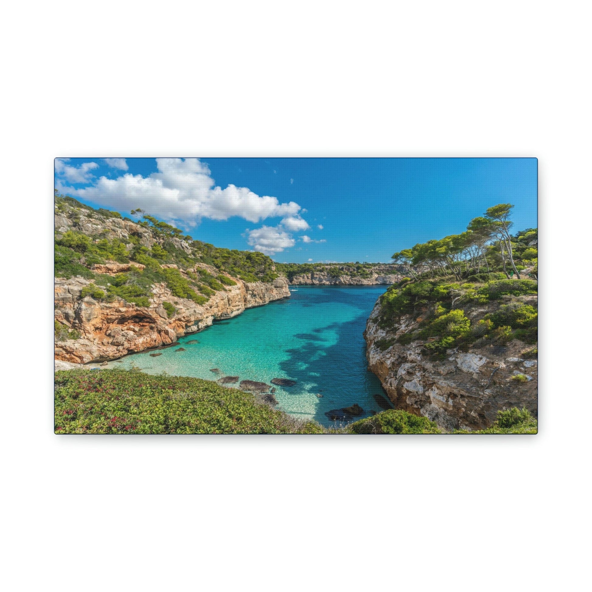 Best Beaches & Islands - Canvas Stretched, 0.75" in 6 sizes - Es calo des Moro - one the best beaches in the world - Mallorca, Balearic Islands, Spain - US Print - Green Forest Home