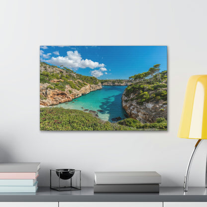 Best Beaches & Islands - Canvas Stretched, 0.75" in 6 sizes - Es calo des Moro - one the best beaches in the world - Mallorca, Balearic Islands, Spain - US Print - Green Forest Home