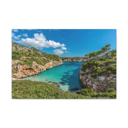 Best Beaches & Islands - Canvas Stretched, 0.75" in 6 sizes - Es calo des Moro - one the best beaches in the world - Mallorca, Balearic Islands, Spain - US Print - Green Forest Home