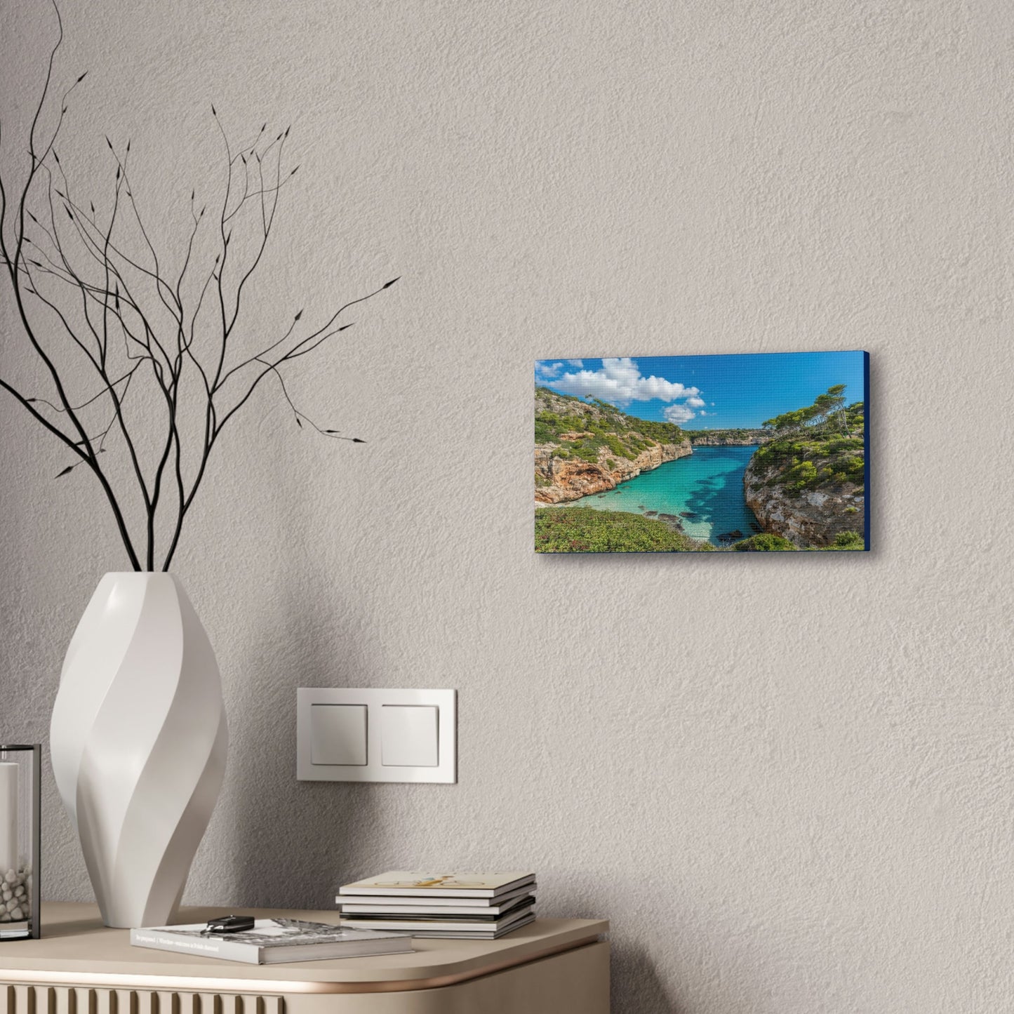 Best Beaches & Islands - Canvas Stretched, 0.75" in 6 sizes - Es calo des Moro - one the best beaches in the world - Mallorca, Balearic Islands, Spain - US Print - Green Forest Home