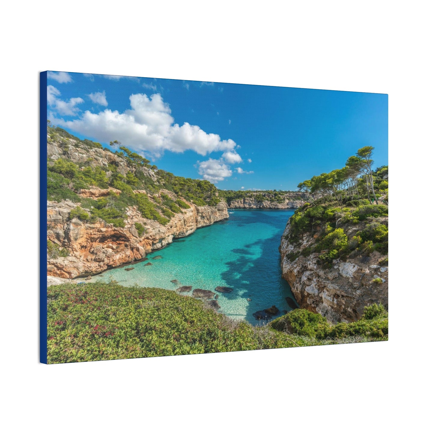 Best Beaches & Islands - Canvas Stretched, 0.75" in 6 sizes - Es calo des Moro - one the best beaches in the world - Mallorca, Balearic Islands, Spain - US Print - Green Forest Home