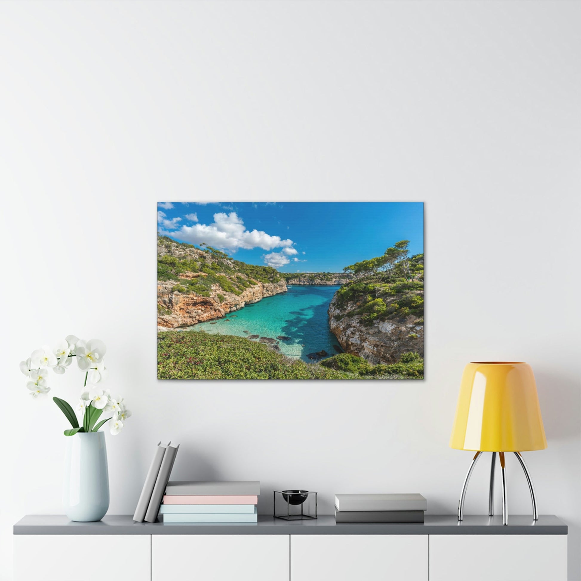 Best Beaches & Islands - Canvas Stretched, 0.75" in 6 sizes - Es calo des Moro - one the best beaches in the world - Mallorca, Balearic Islands, Spain - US Print - Green Forest Home