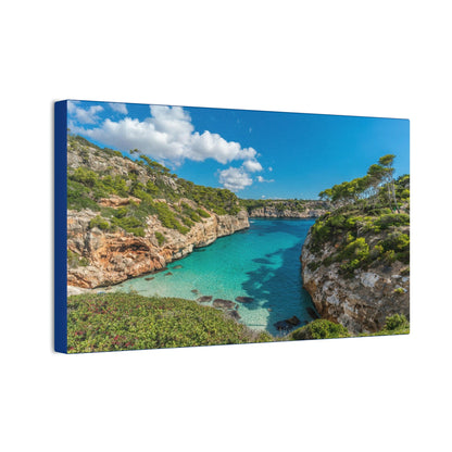 Best Beaches & Islands - Canvas Stretched, 0.75" in 6 sizes - Es calo des Moro - one the best beaches in the world - Mallorca, Balearic Islands, Spain - US Print - Green Forest Home