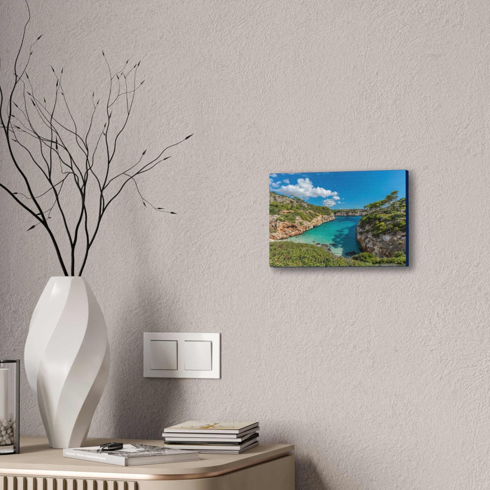 Best Beaches & Islands - Canvas Stretched, 0.75" in 6 sizes - Es calo des Moro - one the best beaches in the world - Mallorca, Balearic Islands, Spain - US Print - Green Forest Home