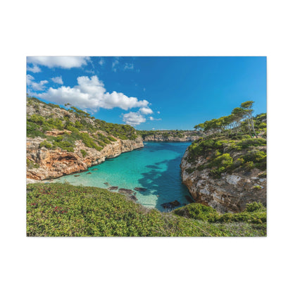 Best Beaches & Islands - Canvas Stretched, 0.75" in 6 sizes - Es calo des Moro - one the best beaches in the world - Mallorca, Balearic Islands, Spain - US Print - Green Forest Home