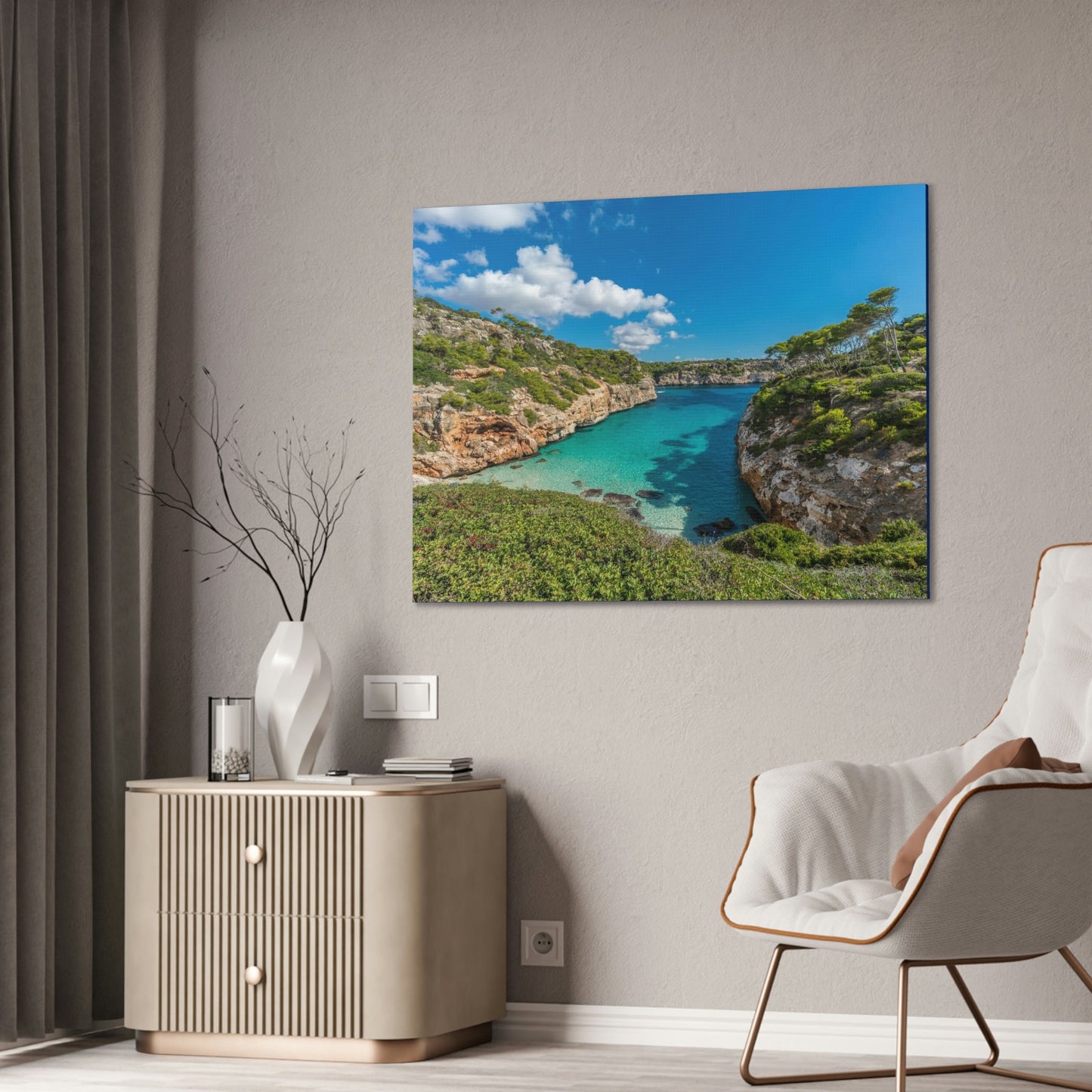 Best Beaches & Islands - Canvas Stretched, 0.75" in 6 sizes - Es calo des Moro - one the best beaches in the world - Mallorca, Balearic Islands, Spain - US Print - Green Forest Home