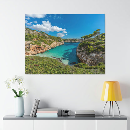 Best Beaches & Islands - Canvas Stretched, 0.75" in 6 sizes - Es calo des Moro - one the best beaches in the world - Mallorca, Balearic Islands, Spain - US Print - Green Forest Home