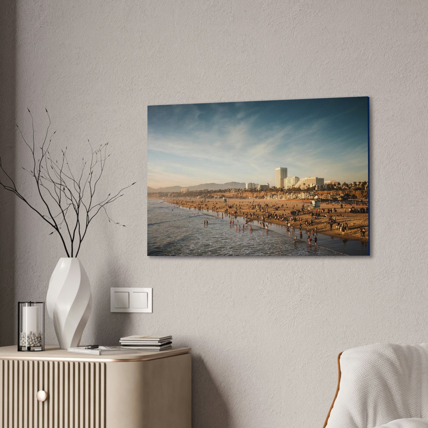 Best Beaches & Islands - Canvas Stretched, 0.75" in 6 sizes - Famous Santa Monica Beach and Venice Beach in California USA - US Print - Green Forest Home