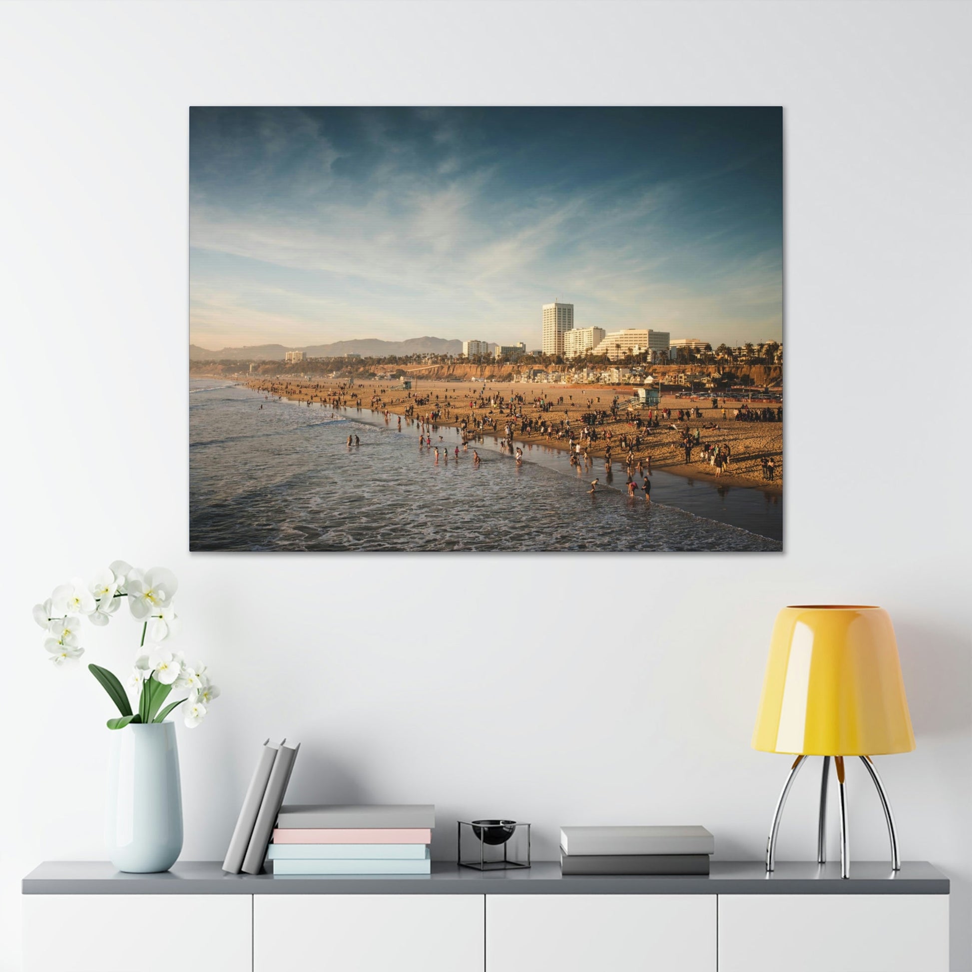 Best Beaches & Islands - Canvas Stretched, 0.75" in 6 sizes - Famous Santa Monica Beach and Venice Beach in California USA - US Print - Green Forest Home
