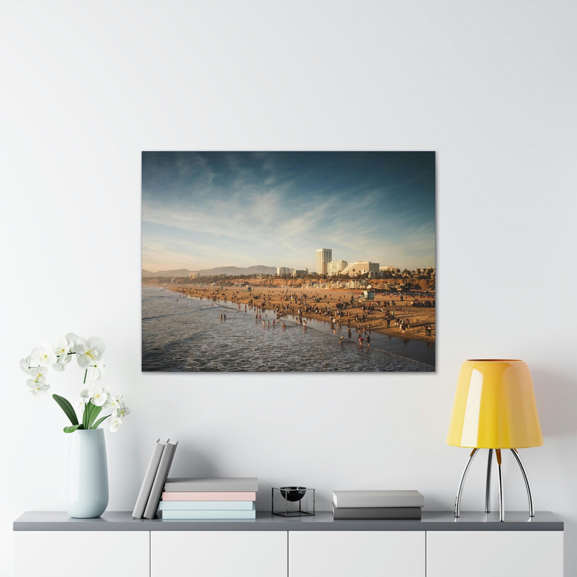 Best Beaches & Islands - Canvas Stretched, 0.75" in 6 sizes - Famous Santa Monica Beach and Venice Beach in California USA - US Print - Green Forest Home