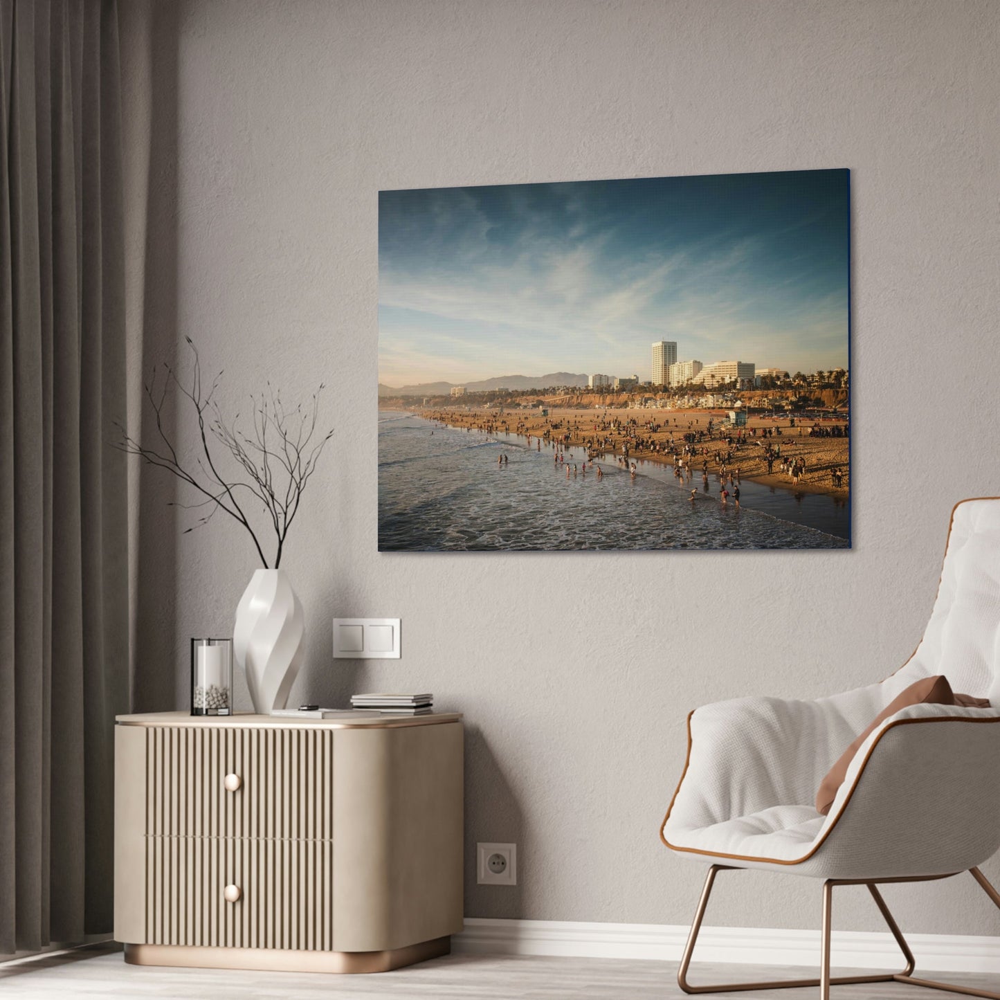 Best Beaches & Islands - Canvas Stretched, 0.75" in 6 sizes - Famous Santa Monica Beach and Venice Beach in California USA - US Print - Green Forest Home