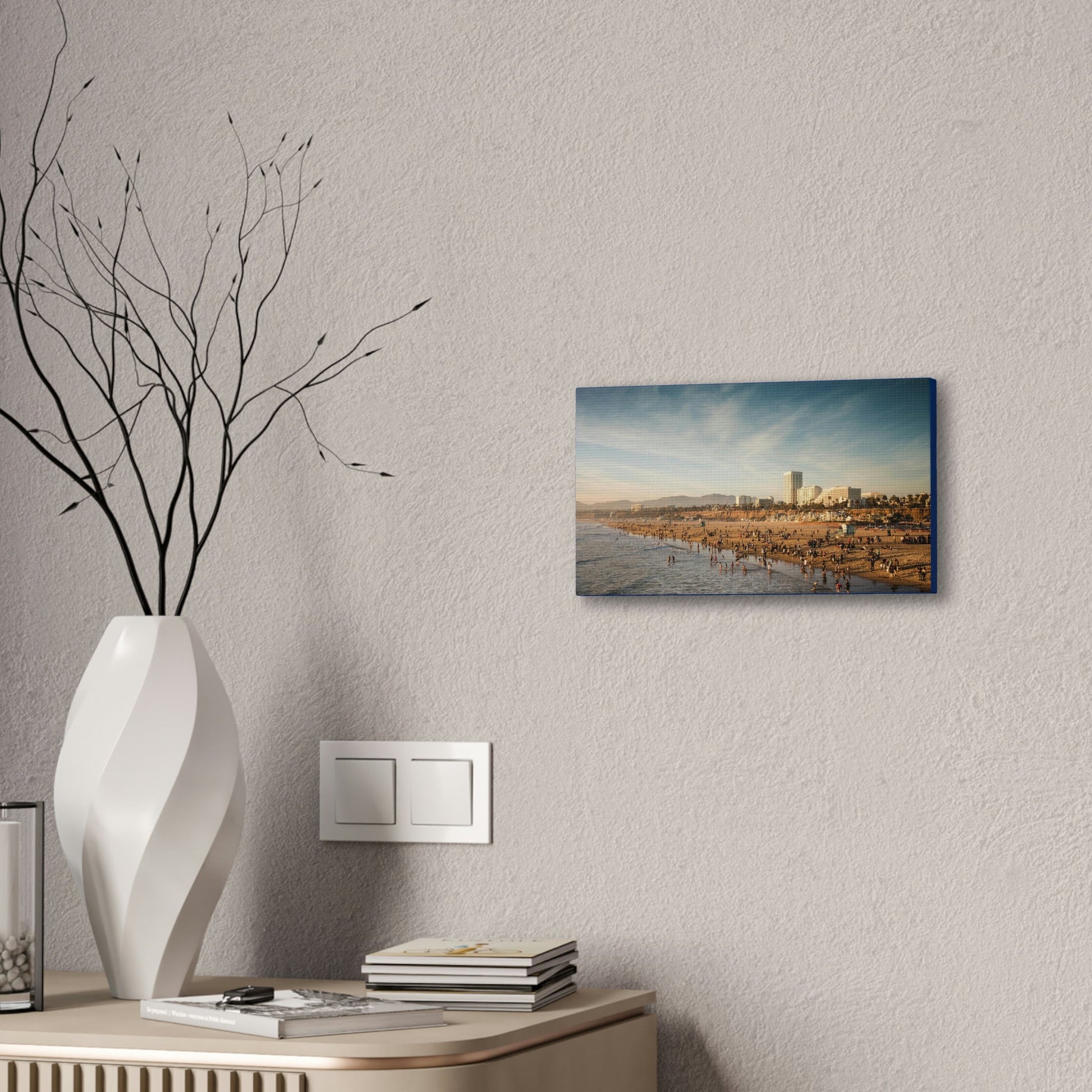 Best Beaches & Islands - Canvas Stretched, 0.75" in 6 sizes - Famous Santa Monica Beach and Venice Beach in California USA - US Print - Green Forest Home
