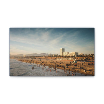 Best Beaches & Islands - Canvas Stretched, 0.75" in 6 sizes - Famous Santa Monica Beach and Venice Beach in California USA - US Print - Green Forest Home