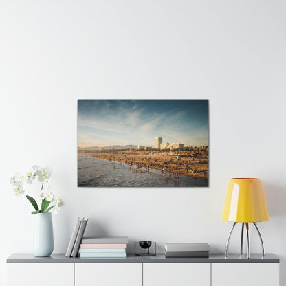 Best Beaches & Islands - Canvas Stretched, 0.75" in 6 sizes - Famous Santa Monica Beach and Venice Beach in California USA - US Print - Green Forest Home