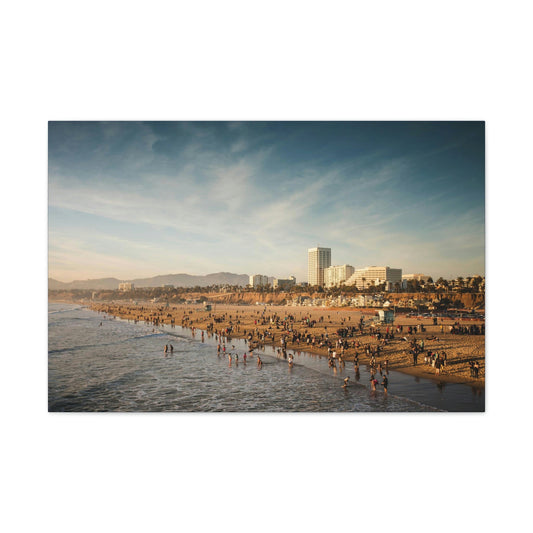 Best Beaches & Islands - Canvas Stretched, 0.75" in 6 sizes - Famous Santa Monica Beach and Venice Beach in California USA - US Print - Green Forest Home