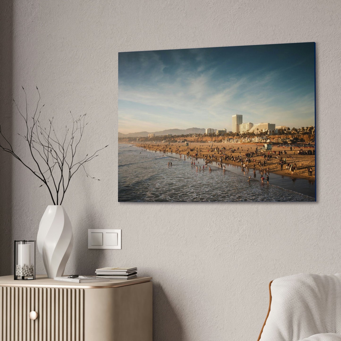 Best Beaches & Islands - Canvas Stretched, 0.75" in 6 sizes - Famous Santa Monica Beach and Venice Beach in California USA - US Print - Green Forest Home