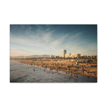 Best Beaches & Islands - Canvas Stretched, 0.75" in 6 sizes - Famous Santa Monica Beach and Venice Beach in California USA - US Print - Green Forest Home