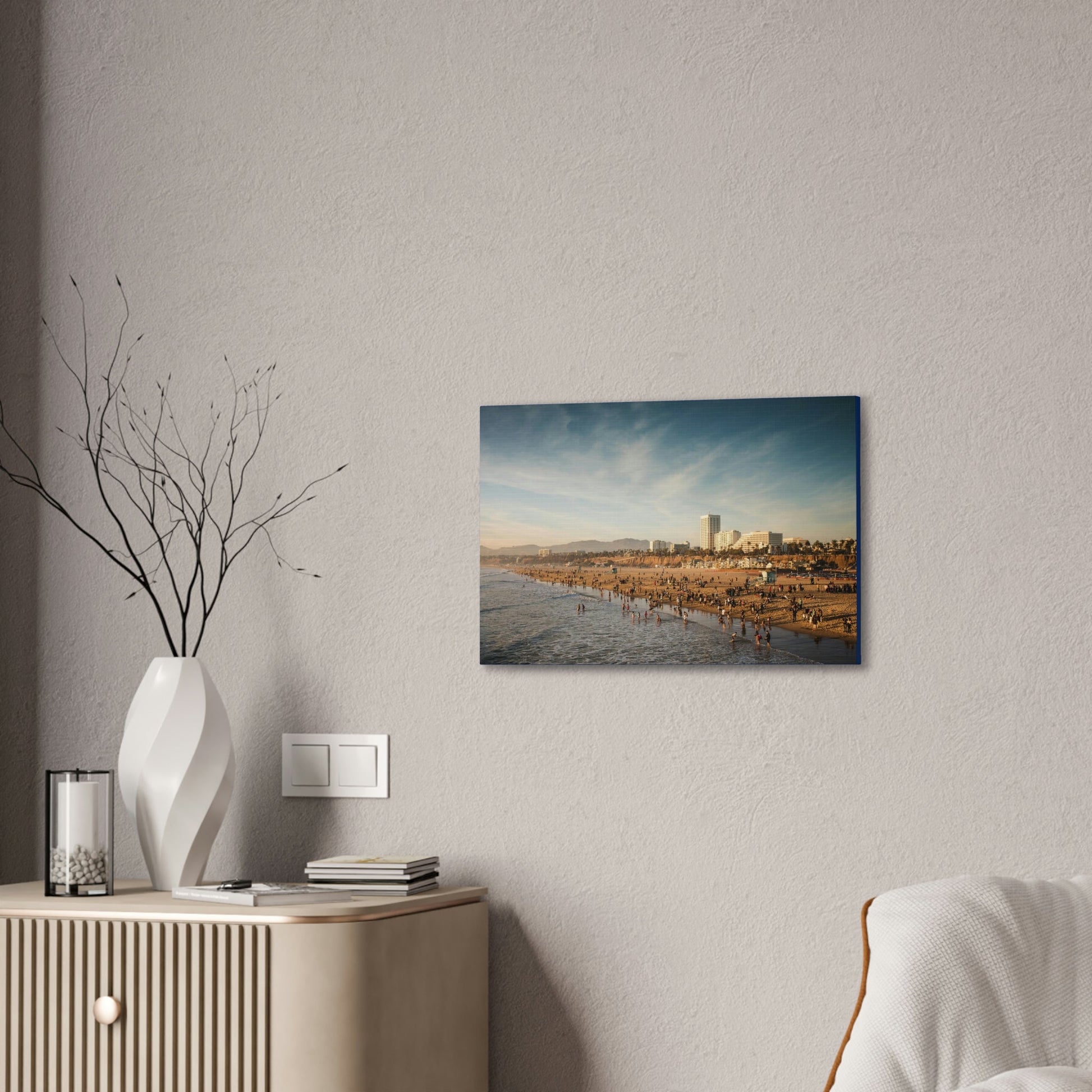 Best Beaches & Islands - Canvas Stretched, 0.75" in 6 sizes - Famous Santa Monica Beach and Venice Beach in California USA - US Print - Green Forest Home