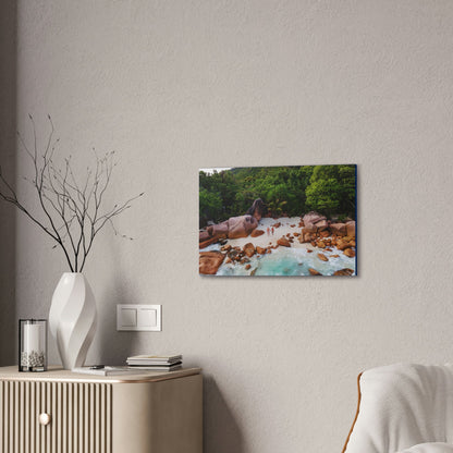Best Beaches & Islands - Canvas Stretched, 0.75" in 6 sizes - Praslin Island in Seychelles - Over 100 Islands in the Somali Sea - US Print - Green Forest Home