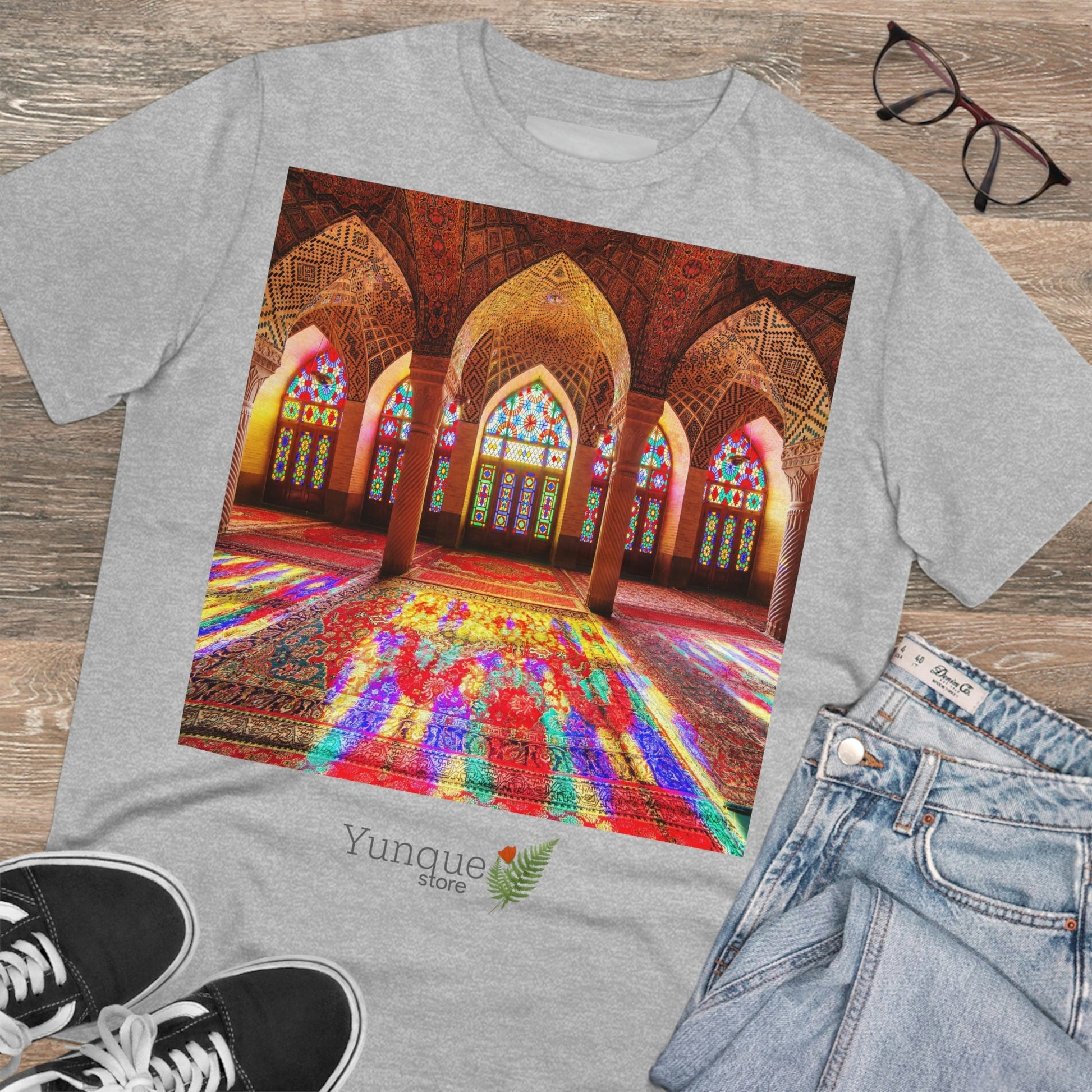 BEST DEALS - EU Print - Organic Creator T-shirt - Unisex - Interior and entrance of Holy Mosques - Islam - Green Forest Home
