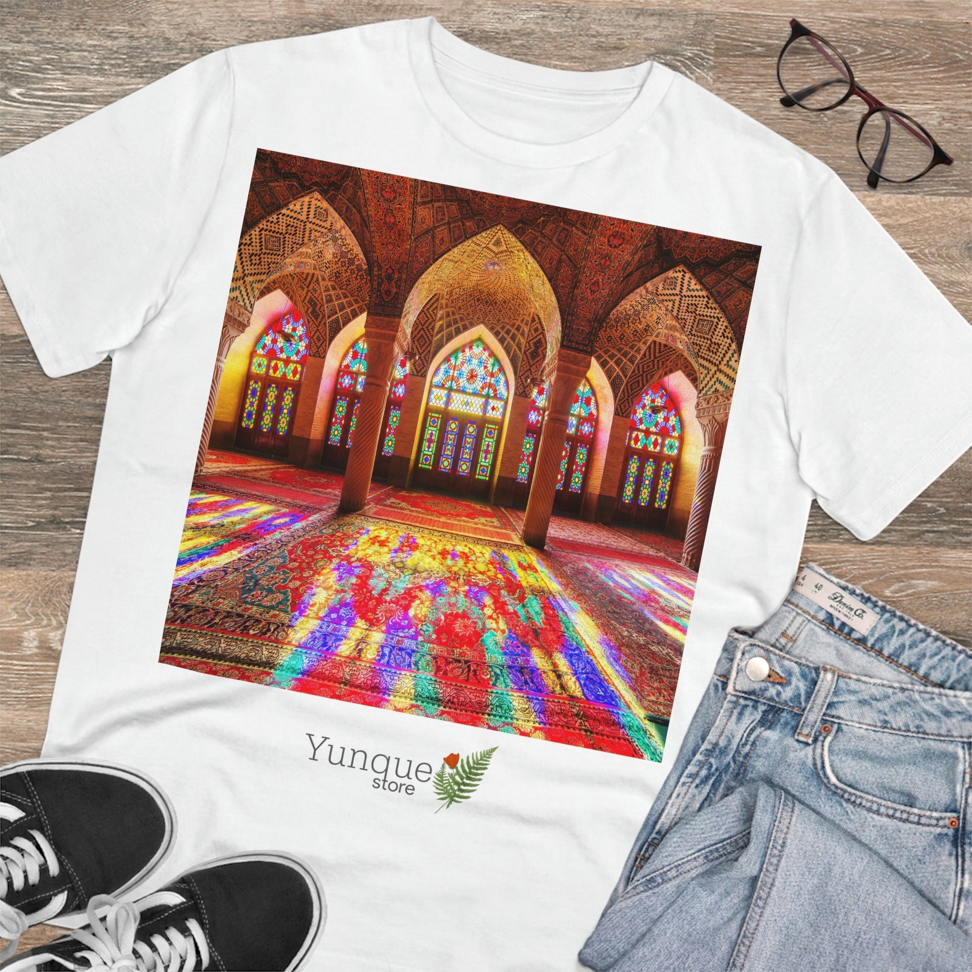 BEST DEALS - EU Print - Organic Creator T-shirt - Unisex - Interior and entrance of Holy Mosques - Islam - Green Forest Home