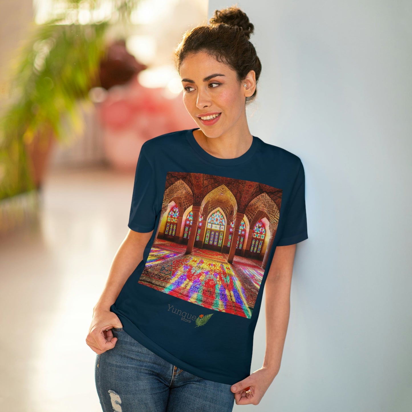 BEST DEALS - EU Print - Organic Creator T-shirt - Unisex - Interior and entrance of Holy Mosques - Islam - Green Forest Home