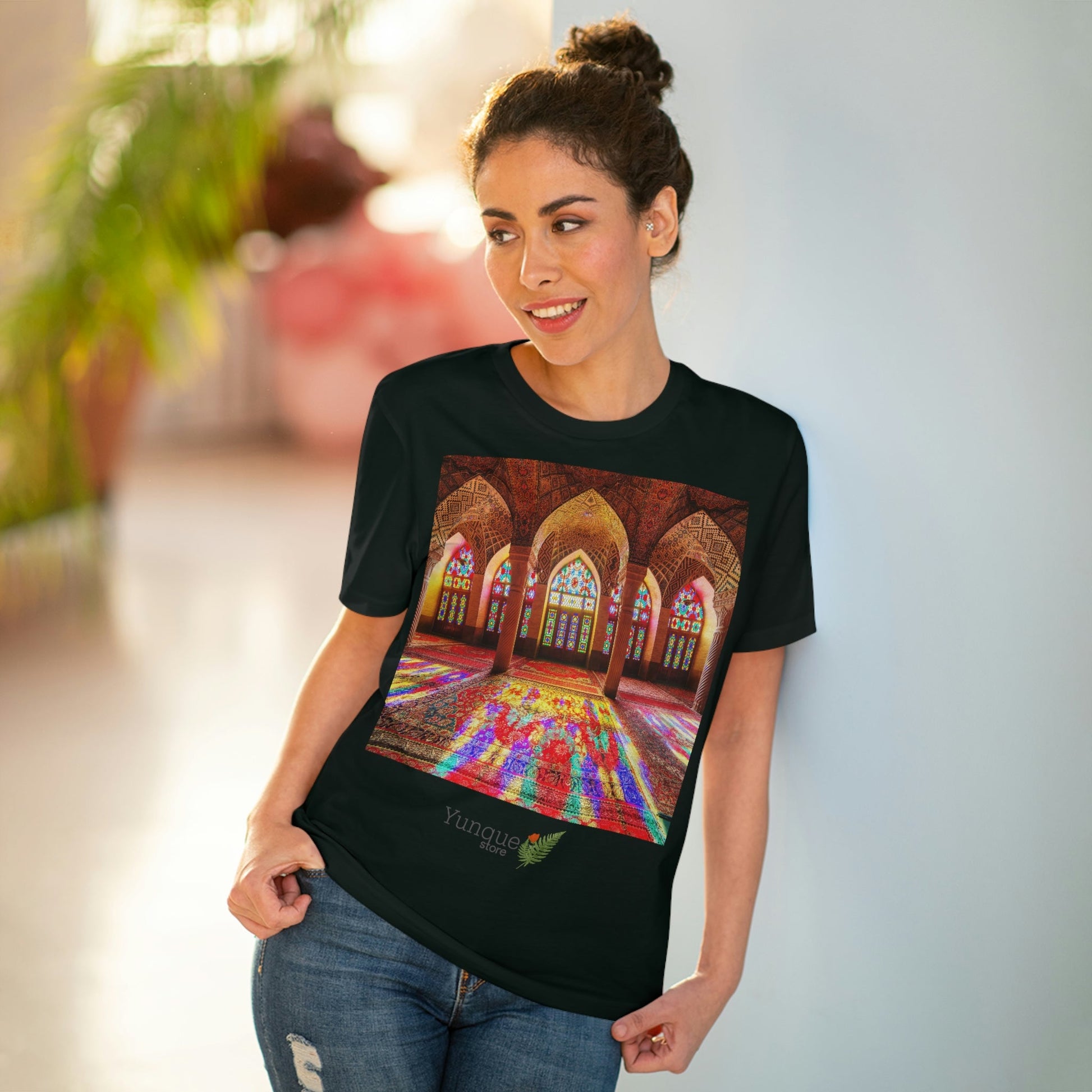 BEST DEALS - EU Print - Organic Creator T-shirt - Unisex - Interior and entrance of Holy Mosques - Islam - Green Forest Home