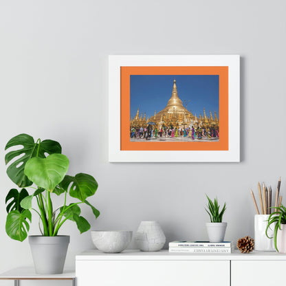 Buddhism -Framed Horizontal Poster - The 2,500 years old Shwedagon Pagoda, enshrines strands of Buddha's hair and other holy relics - Burma - Print in USA - Green Forest Home