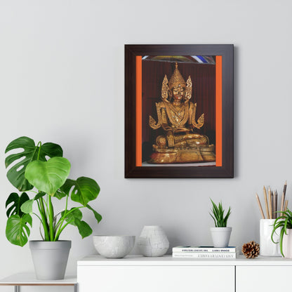 Buddhism - Framed Vertical Poster - TKAM Monastery CA USA - Main Buddha of Pagoda - Blessed by Taungpulu Sayadaw of Burma - Print in USA - Green Forest Home