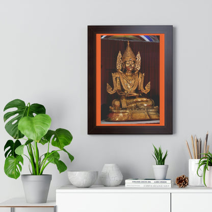 Buddhism - Framed Vertical Poster - TKAM Monastery CA USA - Main Buddha of Pagoda - Blessed by Taungpulu Sayadaw of Burma - Print in USA - Green Forest Home