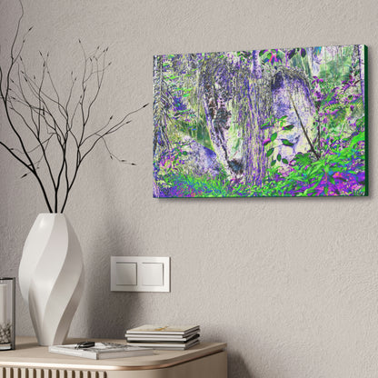 Canvas Stretched - Forest@Home - El Yunque - Amazing Sierra Palm grows in boulder with long roots comming down - Tradewinds