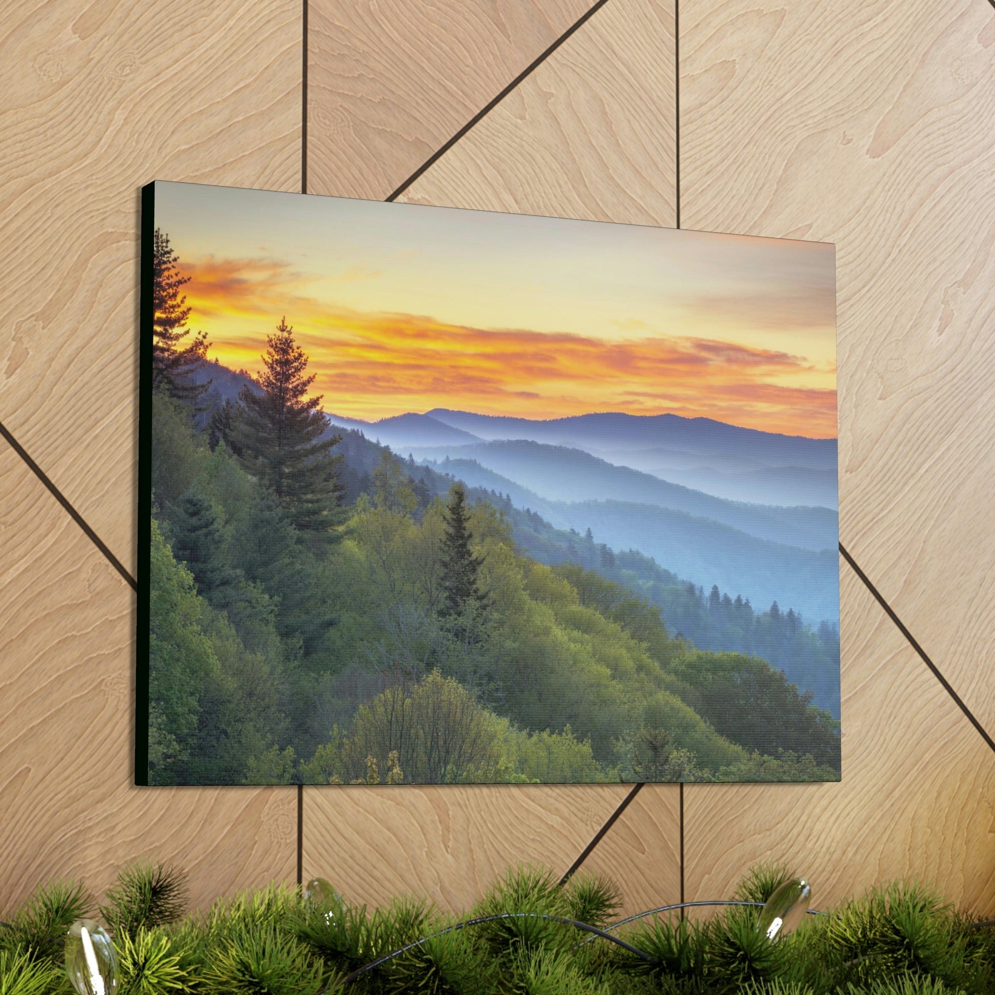 Canvas Gallery Wraps - A HEAVENLY VIEW - Scenic Sunrise Landscape at Oconaluftee Overlook - the top of the world here - in Smoky Mountain National Park in Summer in Mountain National Park (SMNP) USA - Green Forest Home
