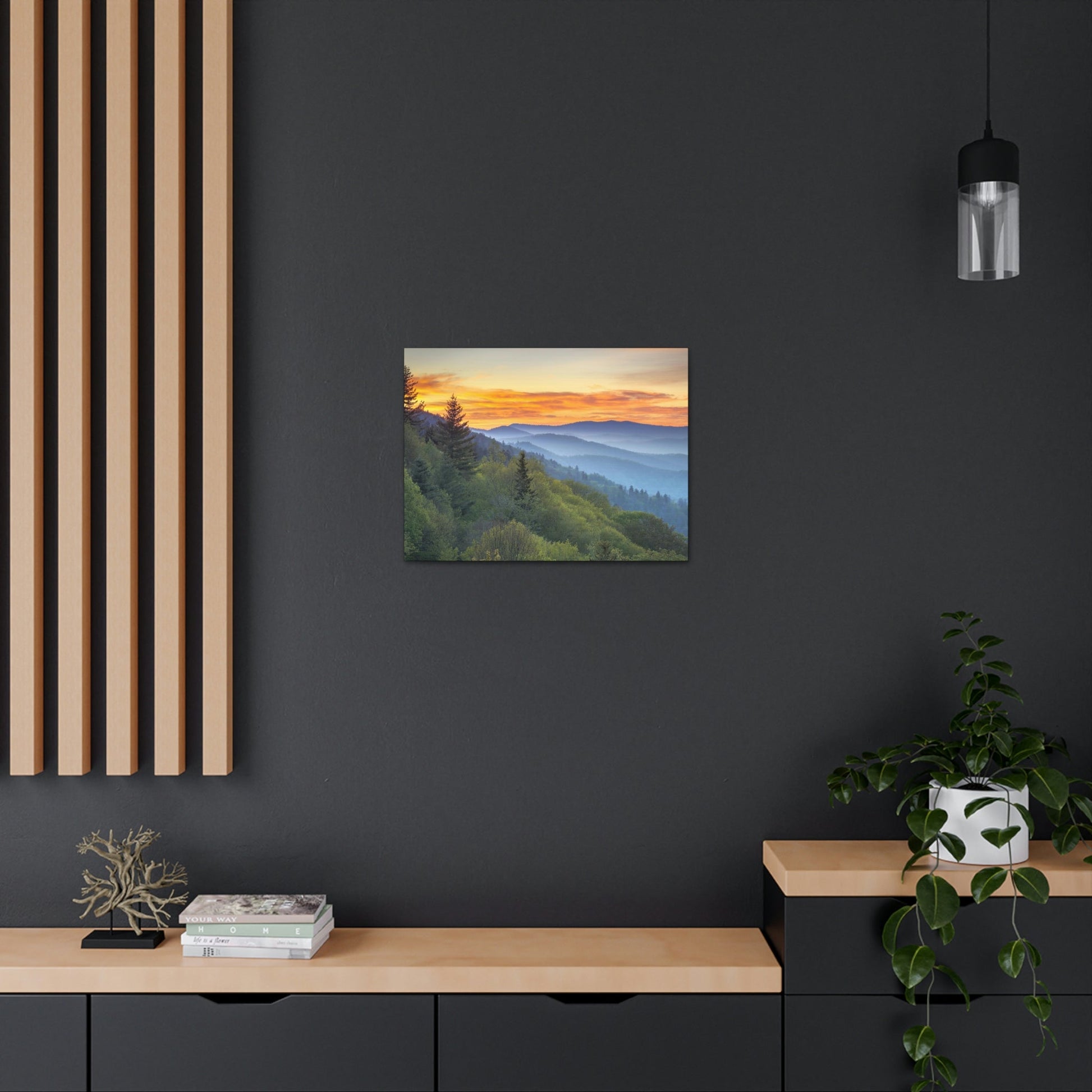Canvas Gallery Wraps - A HEAVENLY VIEW - Scenic Sunrise Landscape at Oconaluftee Overlook - the top of the world here - in Smoky Mountain National Park in Summer in Mountain National Park (SMNP) USA - Green Forest Home