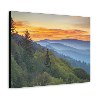 Canvas Gallery Wraps - A HEAVENLY VIEW - Scenic Sunrise Landscape at Oconaluftee Overlook - the top of the world here - in Smoky Mountain National Park in Summer in Mountain National Park (SMNP) USA - Green Forest Home