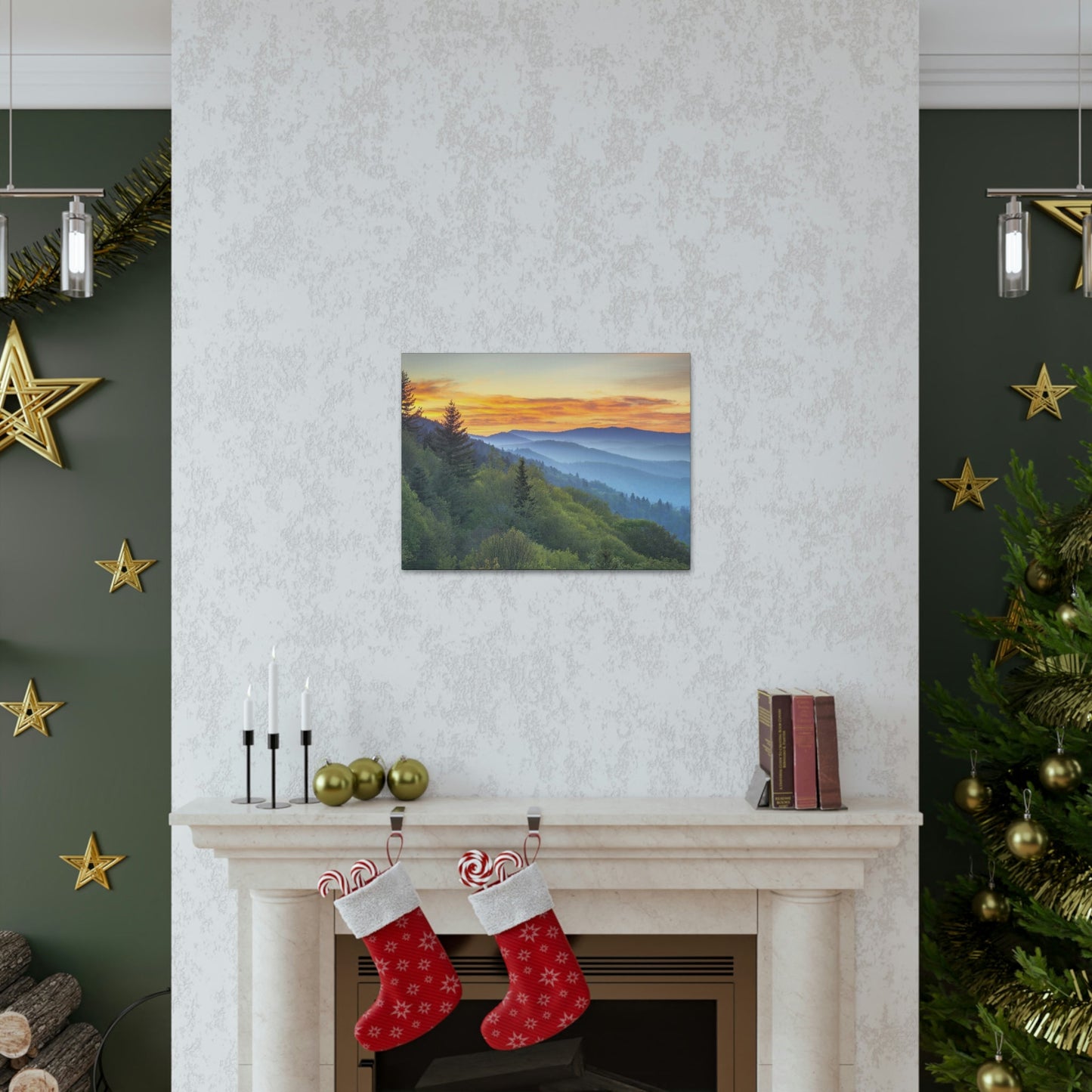 Canvas Gallery Wraps - A HEAVENLY VIEW - Scenic Sunrise Landscape at Oconaluftee Overlook - the top of the world here - in Smoky Mountain National Park in Summer in Mountain National Park (SMNP) USA - Green Forest Home