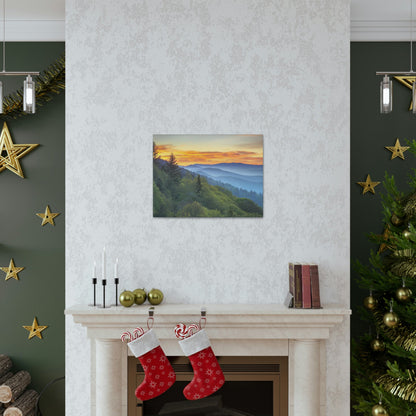 Canvas Gallery Wraps - A HEAVENLY VIEW - Scenic Sunrise Landscape at Oconaluftee Overlook - the top of the world here - in Smoky Mountain National Park in Summer in Mountain National Park (SMNP) USA - Green Forest Home