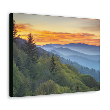 Canvas Gallery Wraps - A HEAVENLY VIEW - Scenic Sunrise Landscape at Oconaluftee Overlook - the top of the world here - in Smoky Mountain National Park in Summer in Mountain National Park (SMNP) USA - Green Forest Home