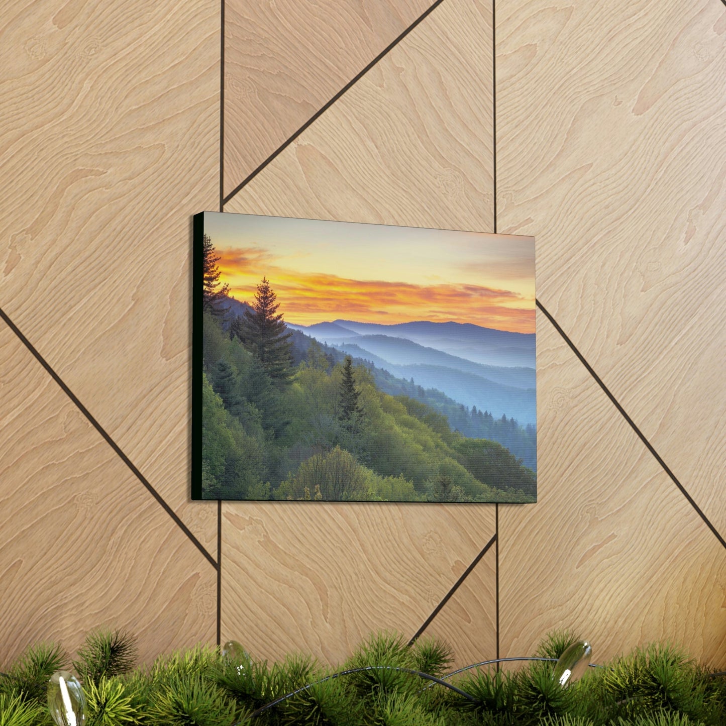 Canvas Gallery Wraps - A HEAVENLY VIEW - Scenic Sunrise Landscape at Oconaluftee Overlook - the top of the world here - in Smoky Mountain National Park in Summer in Mountain National Park (SMNP) USA - Green Forest Home