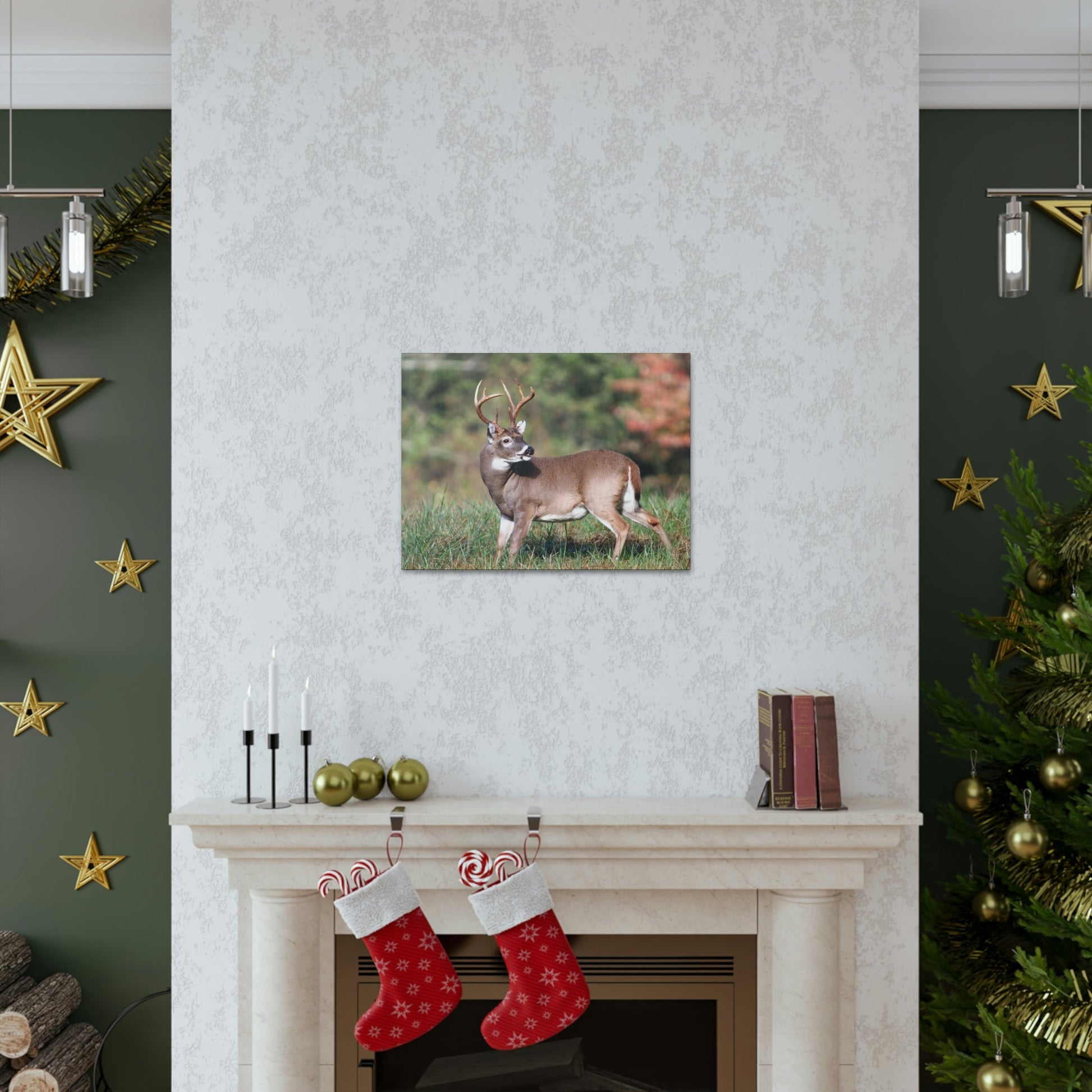 Canvas Gallery Wraps - A selfie for a Whitetail deer buck in Smoky Mountain National Park in Summer in Mountain National Park (SMNP) USA - Green Forest Home