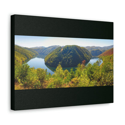 Canvas Gallery Wraps - Calderwood Lake Bending River Panorama in Smoky Mountain National Park in Summer in Mountain National Park (SMNP) USA - Green Forest Home