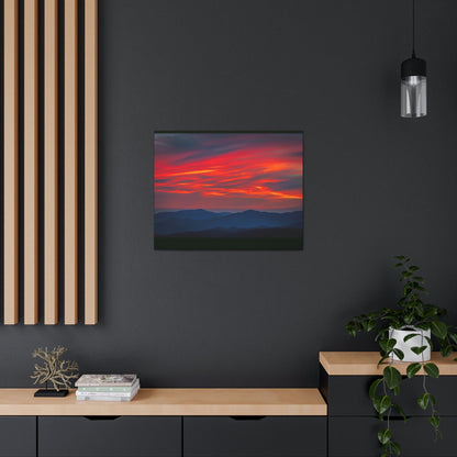 Canvas Gallery Wraps - Cloudy Golden sunset Clingman Dome at 6,643 feet - in Smoky Mountain National Park in Summer in Mountain National Park (SMNP) USA - Green Forest Home
