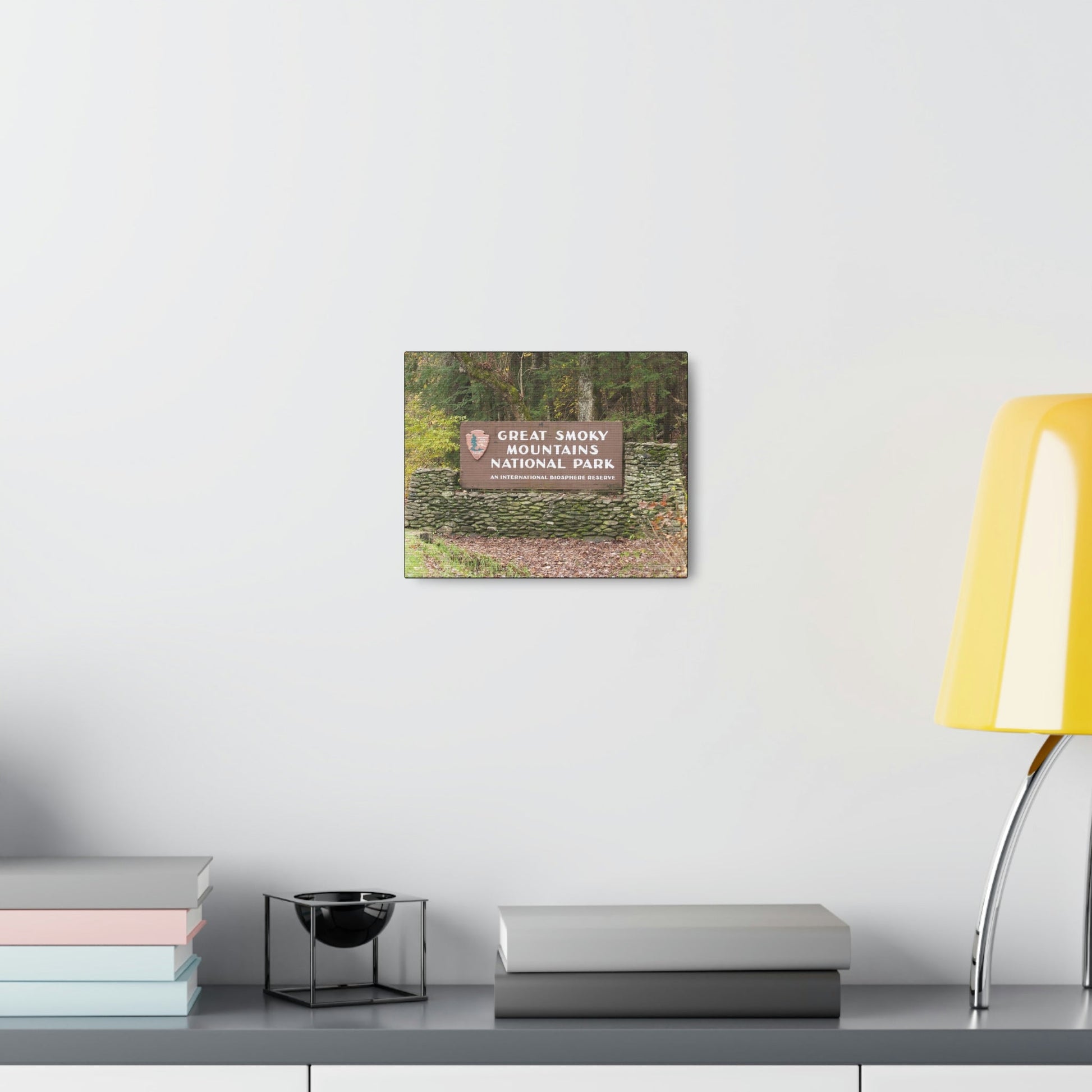Canvas Gallery Wraps - Entrance sign at south entrance for reference use - in Smoky Mountain National Park in Summer in Mountain National Park (SMNP) USA - Green Forest Home