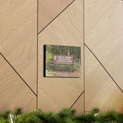 Canvas Gallery Wraps - Entrance sign at south entrance for reference use - in Smoky Mountain National Park in Summer in Mountain National Park (SMNP) USA - Green Forest Home