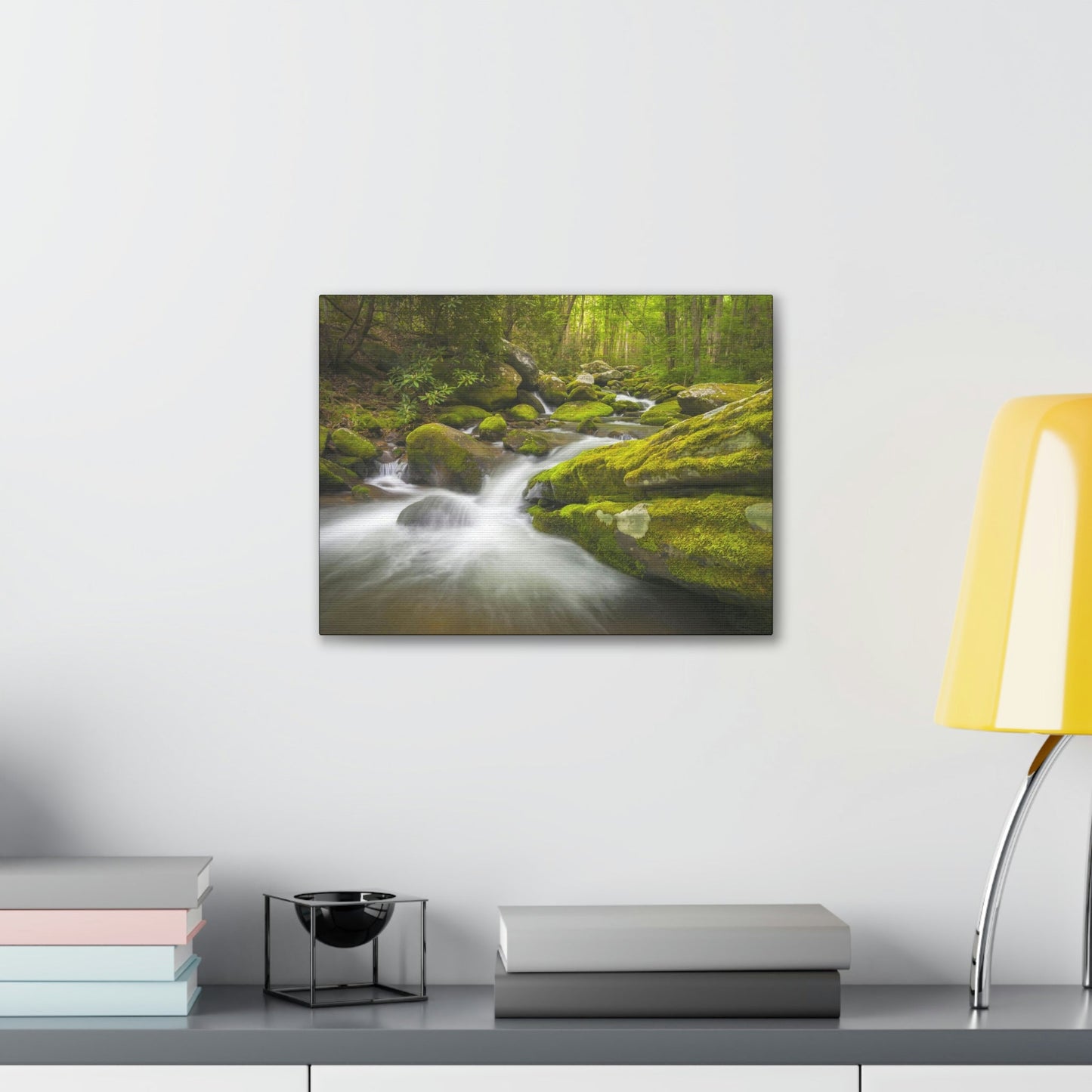 Canvas Gallery Wraps - Roaring Fork River waterfalls - the top of the world here - in Smoky Mountain National Park in Summer in Mountain National Park (SMNP) USA - Green Forest Home