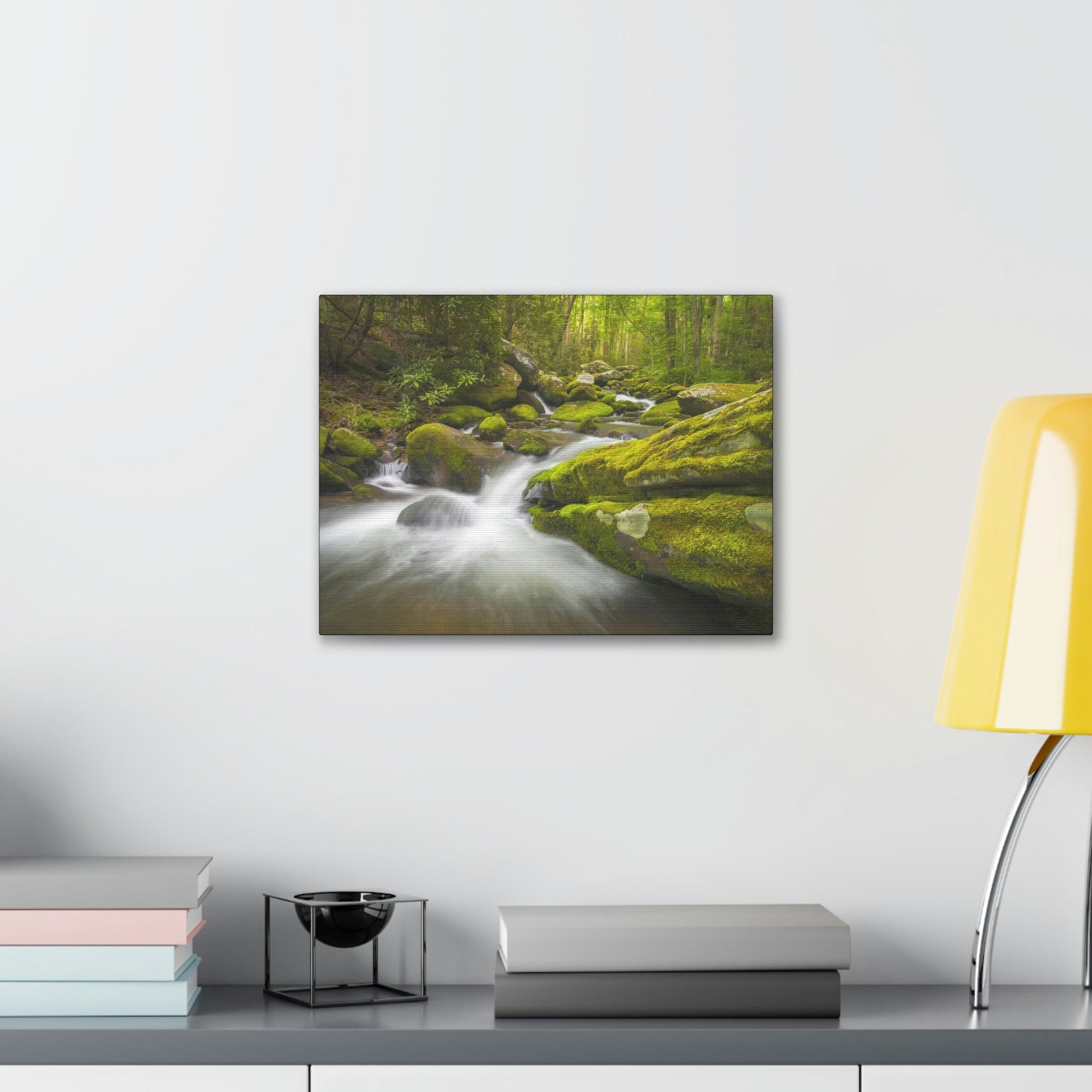 Canvas Gallery Wraps - Roaring Fork River waterfalls - the top of the world here - in Smoky Mountain National Park in Summer in Mountain National Park (SMNP) USA - Green Forest Home